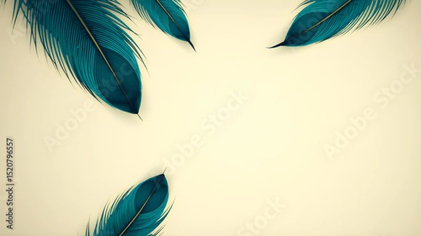Obraz Beautiful blue turquoise vintage color trends feather pattern texture pastel background