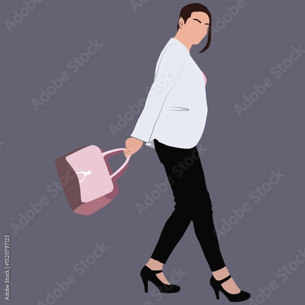 Obraz silhouette of a woman with a hand bag 