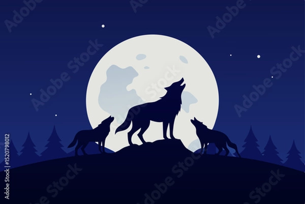 Obraz wolf howling at the moon