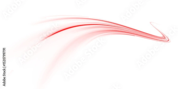 Fototapeta PNG dynamic laser trail on red background with blur motion and line speed effects PNG, where city lights stretch into a vibrant line glowing past another long red line.