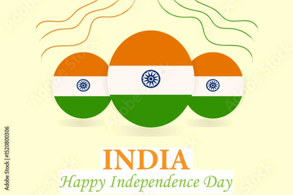 Fototapeta 15 August India Independence Day Poster. It features three stylized ovals, each colored with the Indian national flag. Creative Independence Day Design with Indian National Symbol.