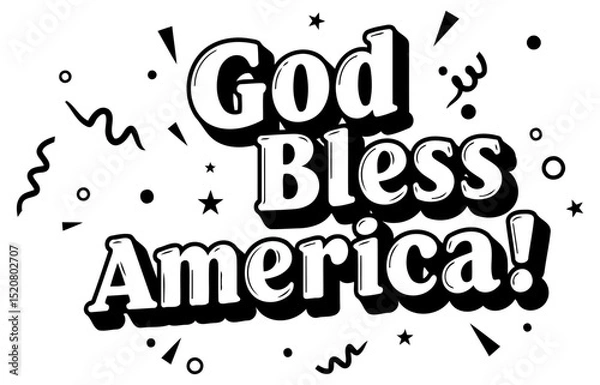 Obraz God Bless America patriotic graphic design. Bold text display with celebratory graphic elements. General audience patriotic design. Use for apparel. print media. or online.