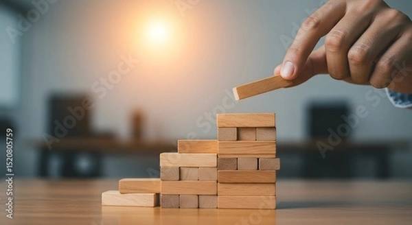 Fototapeta Strategic Planning Building a Strong Foundation with Blocks