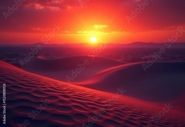 Fototapeta vivid desert dunes artificial sunset creating dramatic shadows textured sand landscape, wilderness, terrain, cliff, canyon, horizon, flora, skyline