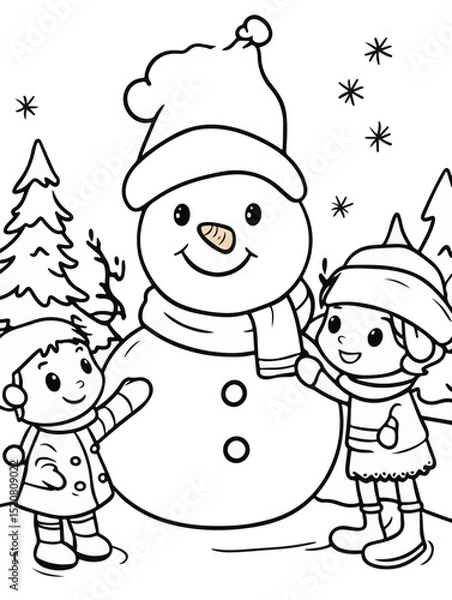 Obraz Children Building a Snowman