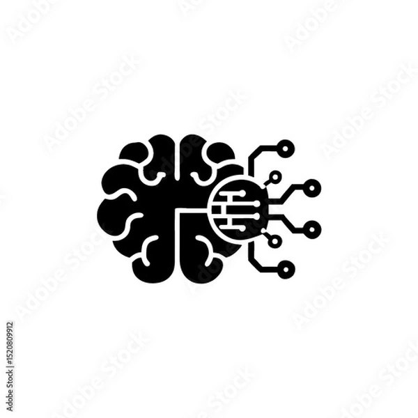 Obraz Artificial Intelligence Brain Icon – Technology and Neural Network Concept