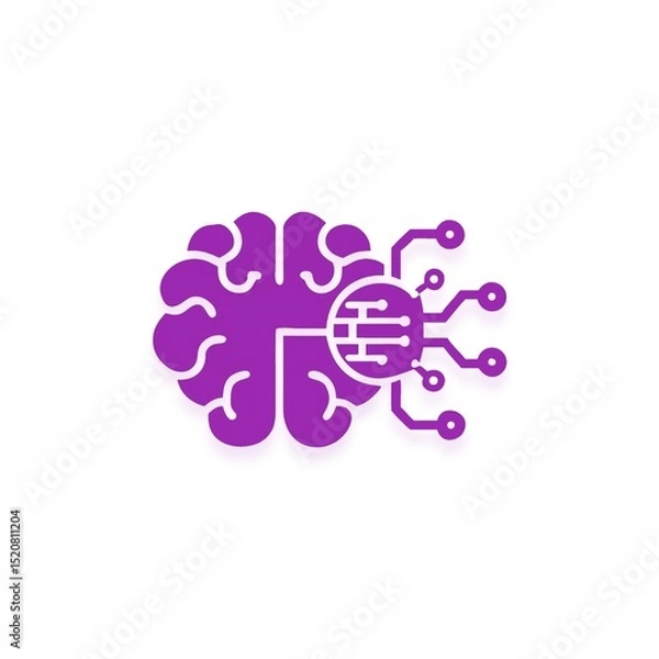Obraz Artificial Intelligence Brain Icon – Technology and Neural Network Concept