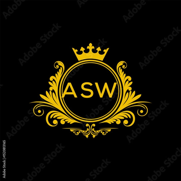 Fototapeta Initial ASW Letter Linked Logo for business and company identity. Modern ASW Letter Logo Vector Template with modern trendy golden logo.
