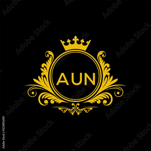 Fototapeta Initial AUN Letter Linked Logo for business and company identity. Modern AUN Letter Logo Vector Template with modern trendy golden logo.
