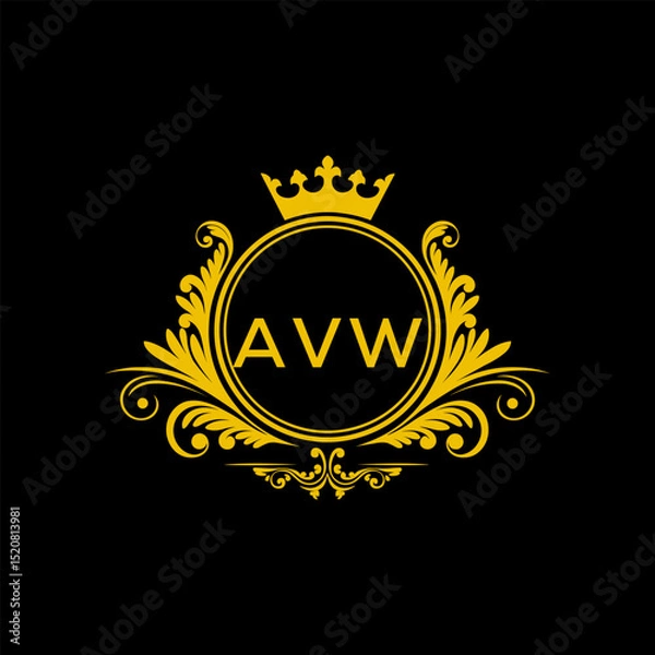 Fototapeta Initial AVW Letter Linked Logo for business and company identity. Modern AVW Letter Logo Vector Template with modern trendy golden logo.

