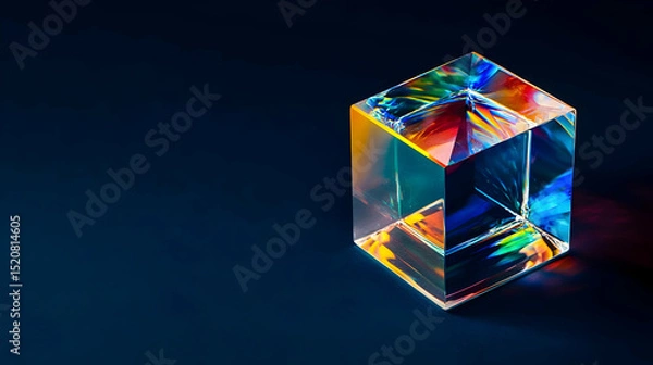 Fototapeta Colorful Prism Cube On Dark Background