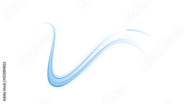 Fototapeta Curved laser motion with blur effect and blue line speed streak PNG.