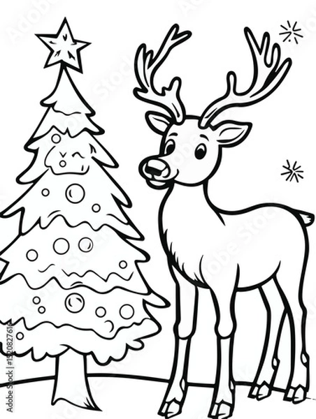 Obraz Elk and Christmas Tree