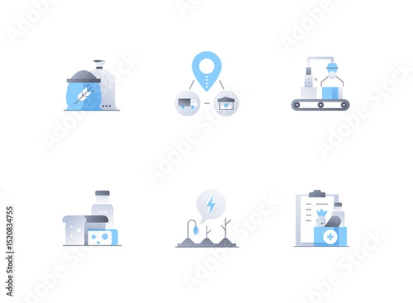 Fototapeta Harvest and food production - flat design style icons set