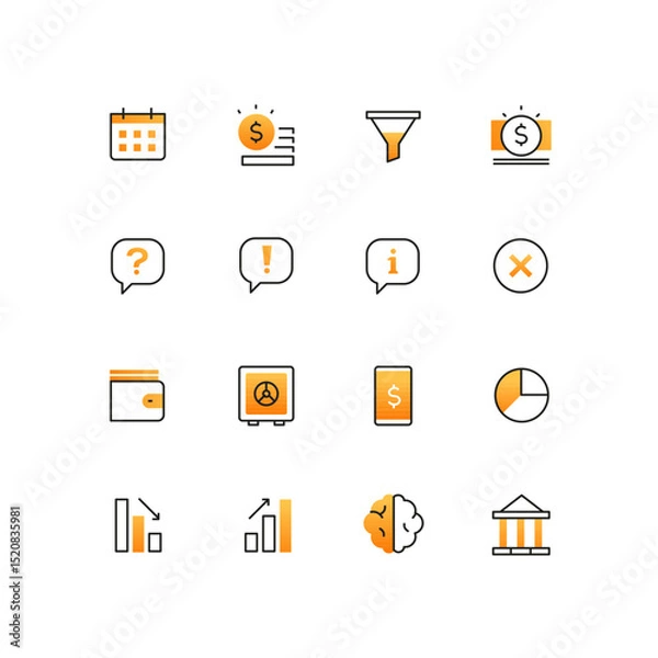 Fototapeta Business and finance - line design style icons set