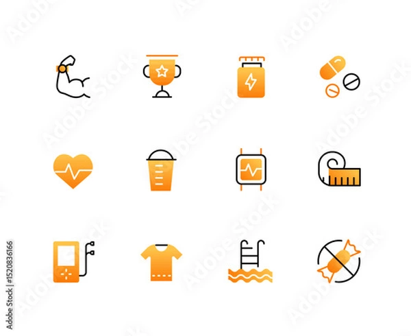 Fototapeta Sport and fitness - set of line design style icons