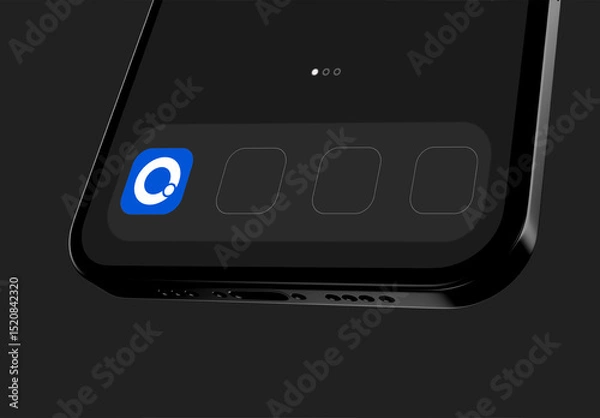 Fototapeta Mobile App Icon on Smartphone Screen Presentation Mockup
