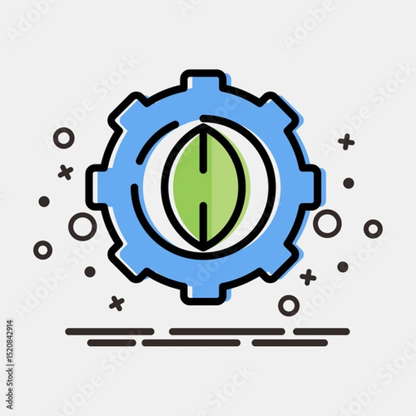 Fototapeta Icon green tech. Renewable energy elements. Icon in MBE style.