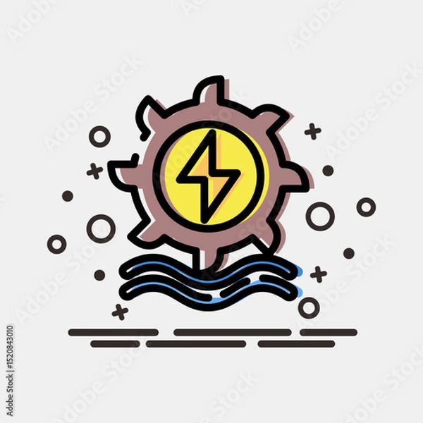 Fototapeta Icon hydro power. Renewable energy elements. Icon in MBE style.