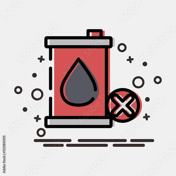 Fototapeta Icon no fossil fuel. Renewable energy elements. Icon in MBE style.