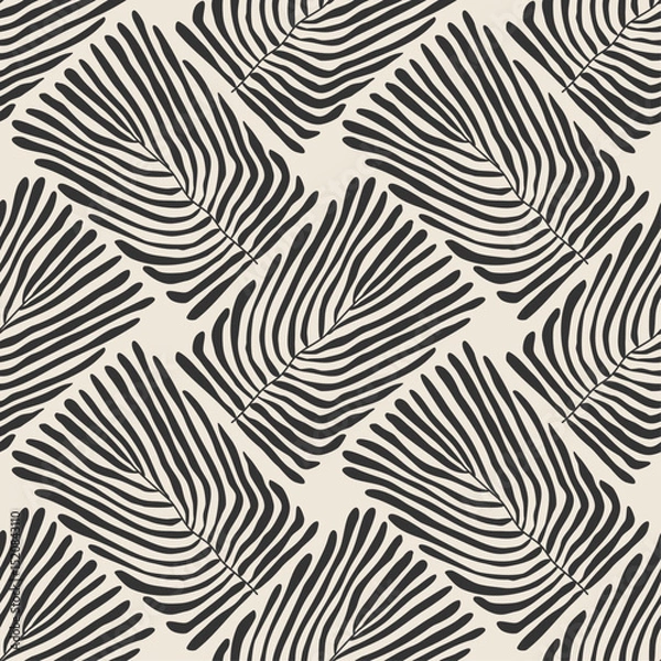 Fototapeta Trendy minimalist seamless botanical pattern with abstract creative hand drawn composition