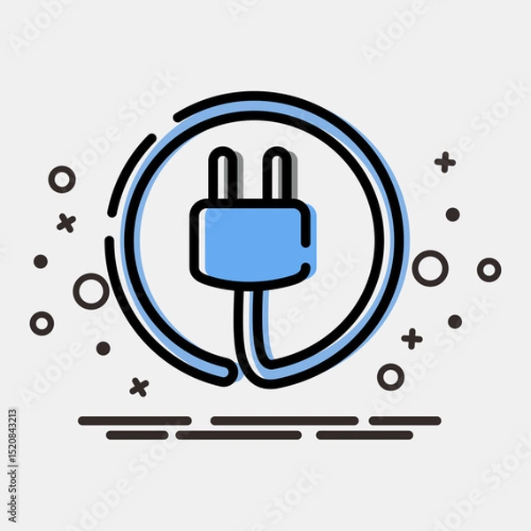Fototapeta Icon power plug. Renewable energy elements. Icon in MBE style.