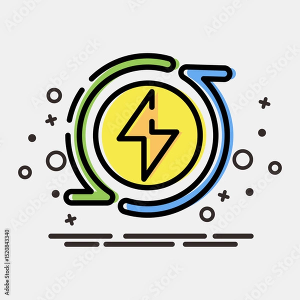 Fototapeta Icon renewable energy. Renewable energy elements. Icon in MBE style.