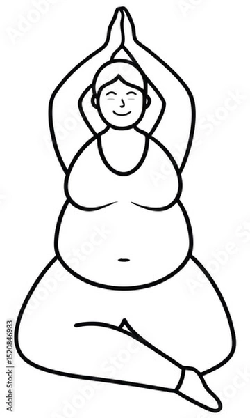 Fototapeta a woman practicing yoga in a seated meditation pose. The illustration captures a moment of mindfulness and serenity
