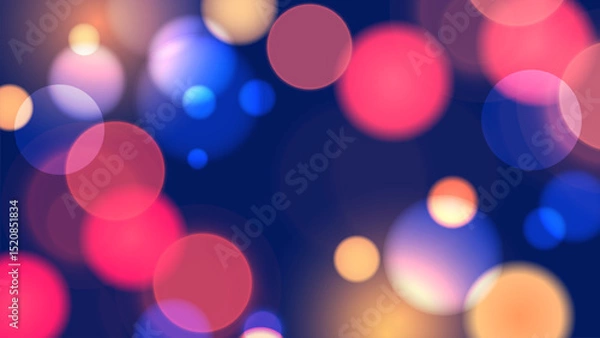 Obraz Vibrant bokeh lights. Bright blur light effect. Abstract blurred background. Blue, red and orange. Vector illustration.