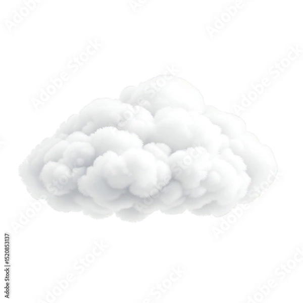 Fototapeta Isolated fluffy white cloud against a black background in a studio shot with soft lighting