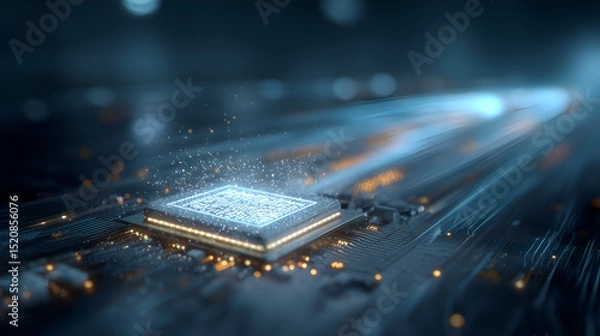Obraz an abstract shot of a computer chip, highlighting its intricate details and modern design
