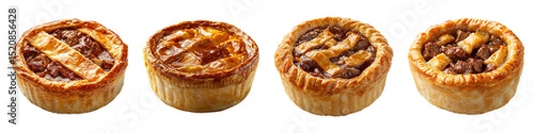 Fototapeta A collection of fresh, tasty meat pies isolated on a transparent background