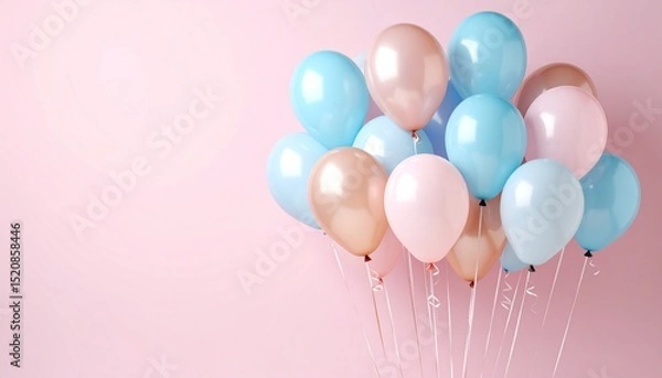 Obraz Pink and white balloons floating in the air for a fun celebration