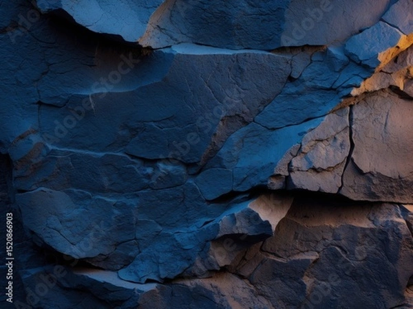 Fototapeta The Play of Light and Shadow on a Rugged Rock Face, Revealing Textures and Form.
