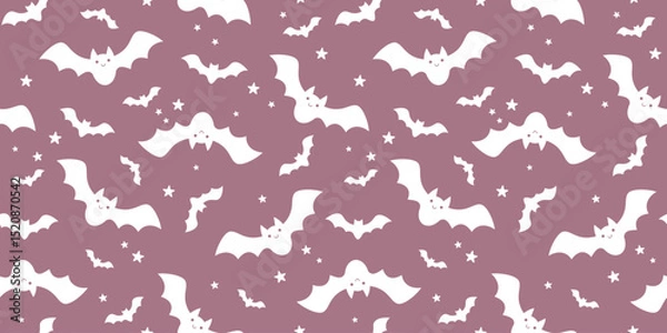 Obraz Halloween seamless pattern. Cute Halloween bat hand drawn vector pattern in flat style