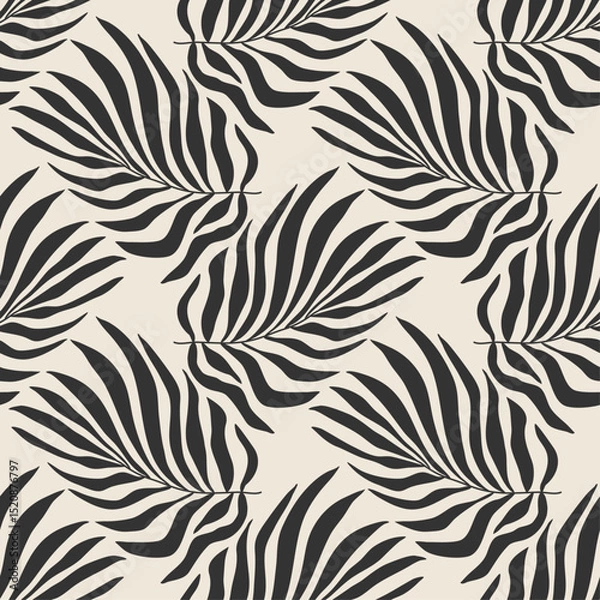 Obraz Trendy minimalist seamless botanical pattern with abstract creative hand drawn composition