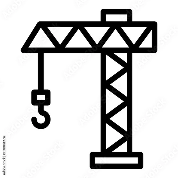 Obraz Tower crane icon. Vector line icon