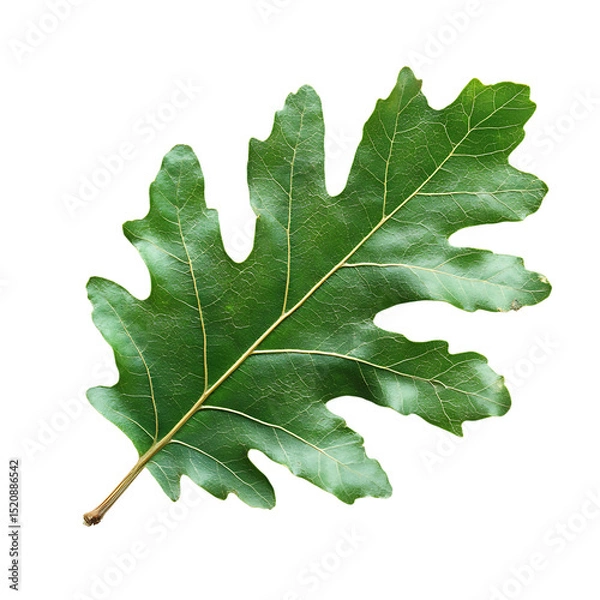 Fototapeta Single green oak leaf isolated on transparent background