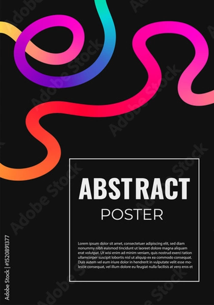 Fototapeta Abstract rainbow color poster. Iridescent squiggle line cover, flyer design template. Curve line with gradient.
