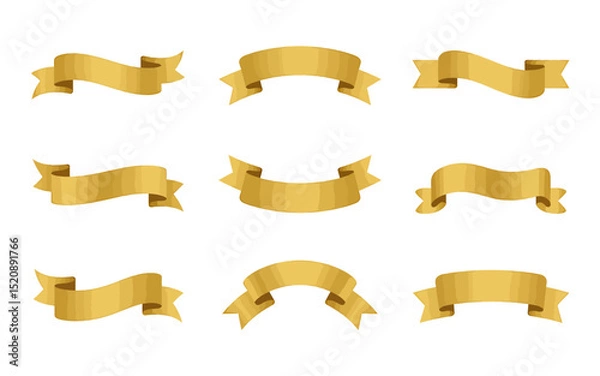 Fototapeta Elegant Golden Ribbons A Collection of Eight Versatile Design Elements