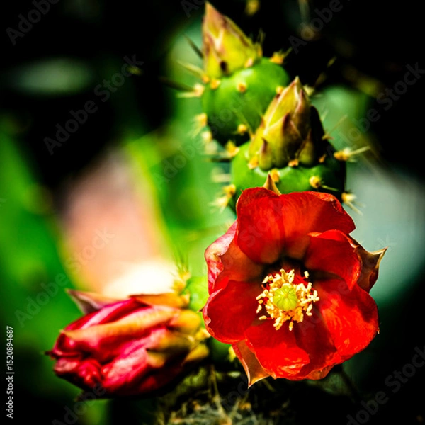 Obraz blühender Feigenkaktus