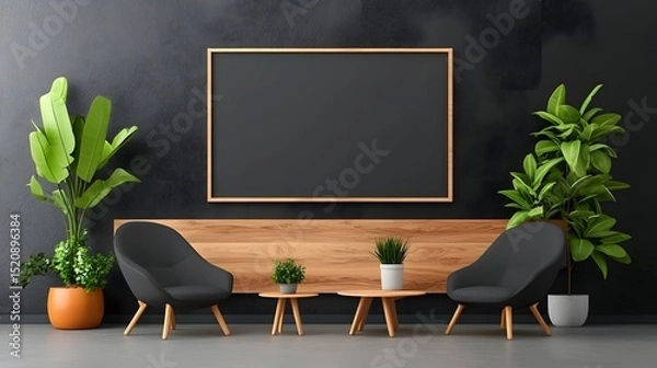 Fototapeta A bright airy open plan office space with a modern aesthetic  long title A bright airy open plan
