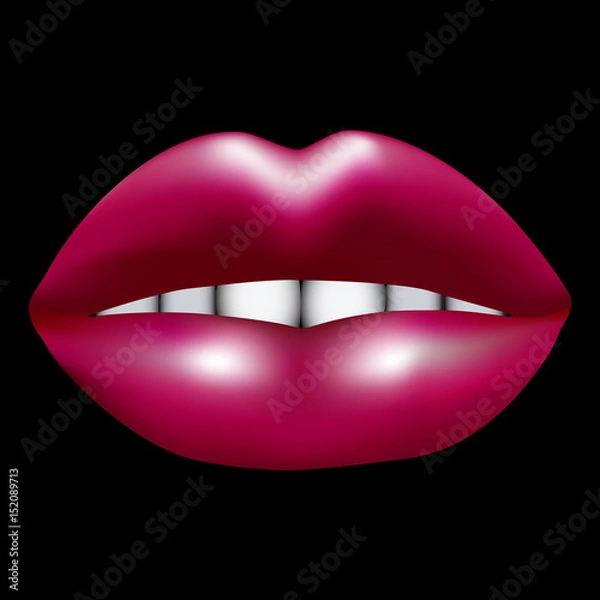 Fototapeta three-dimensional red lips on black background