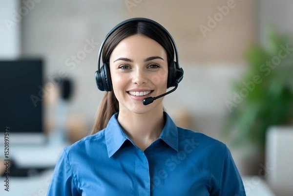 Fototapeta Customer support representative assisting clients in modern office professional setting positive environment engaging viewpoint