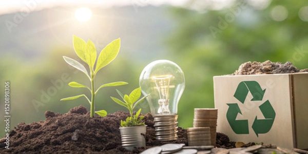 Obraz Environmental conservation and sustainable energy with investment in environmentally friendly businesses