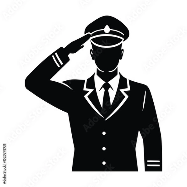 Obraz Saluting Soldier Vector Silhouette