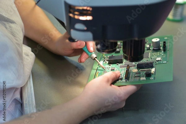 Fototapeta semiconductor plate in the production of microelectronics of a factory
