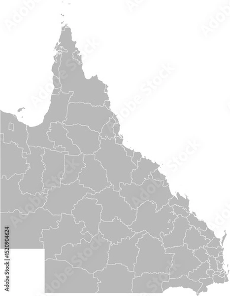 Fototapeta Queensland, Australia – administrative vector map with local government area boundaries (GDA2020, PPT-compatible & fully editable)