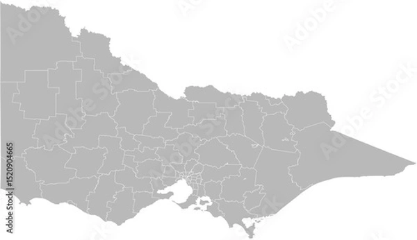Obraz Victoria, Australia – administrative vector map with local government area boundaries (GDA2020, PPT-compatible & fully editable)