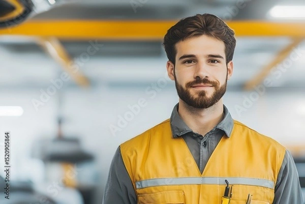Fototapeta Skilled mechanic at work automotive workshop portrait professional environment close-up expertise in repair